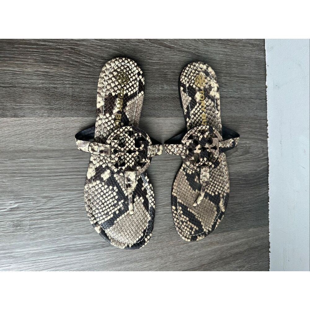 Tory Burch Miller Leather Sandal Python Embossed … - image 3